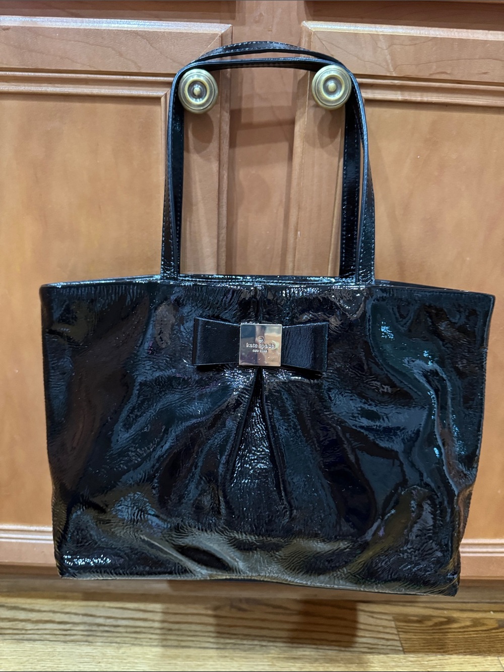 kate spade Black Patent Tote with Signature Bow